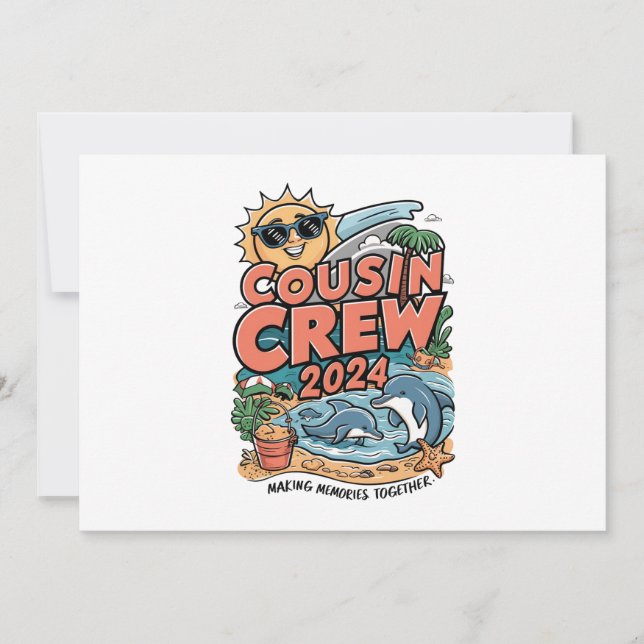 Convite Trip da Prima 2024 Summer Vacation Beach Family (Frente)