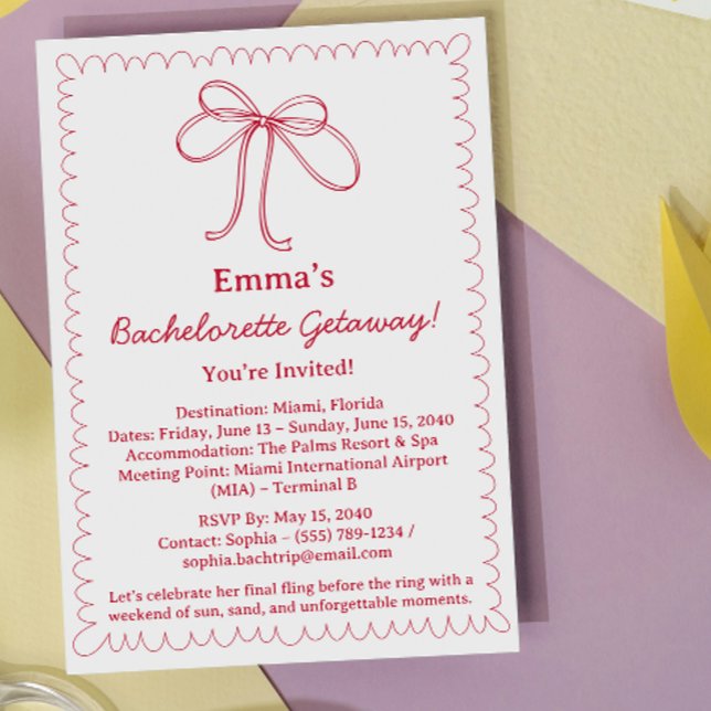 Convite Trip & Itinerário da Bachelorette de Fita Gelada (Criador carregado)