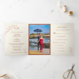 Convite Triplo De Casamento Da Flor Do eterno