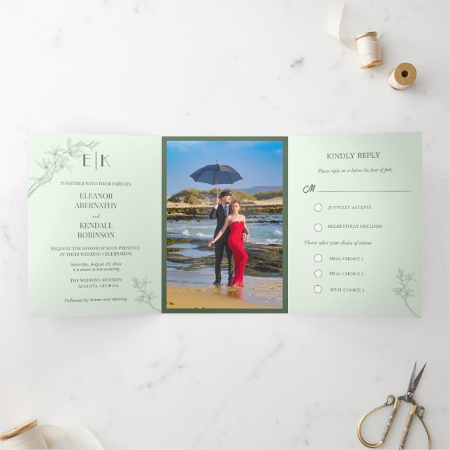 Convite Triplo De Casamento Da Flor Do eterno (Dentro)