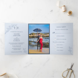 Convite Triplo De Casamento Da Flor Do eterno