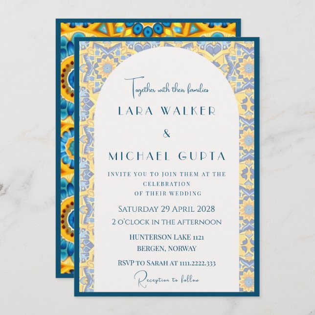 Convite Trippy Bright - Azulejo italiano + borda (Frente/Verso)