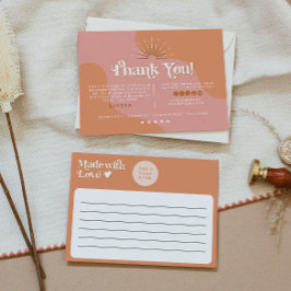 Convite Tríxie Retro Orange Pink 70 Business Obrigado