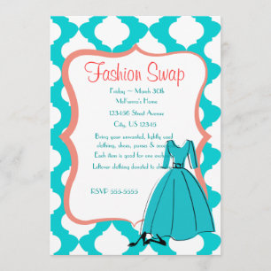 Convite Troca da forma de turquesa & de coral