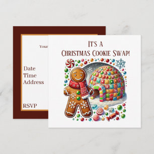Convite Troca de biscoito festivo de pão de Natal