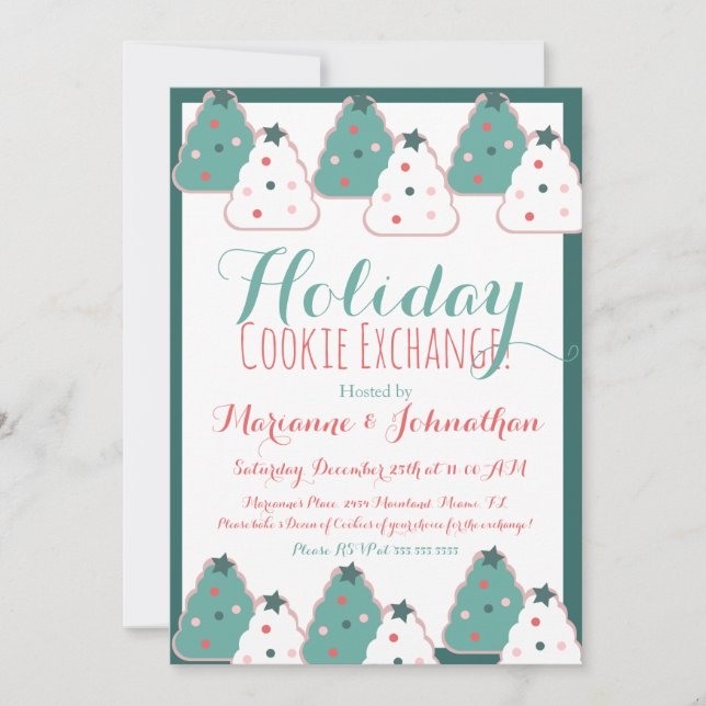 Convite Troca de Biscoitos Árvore de Natal Festa (Frente)
