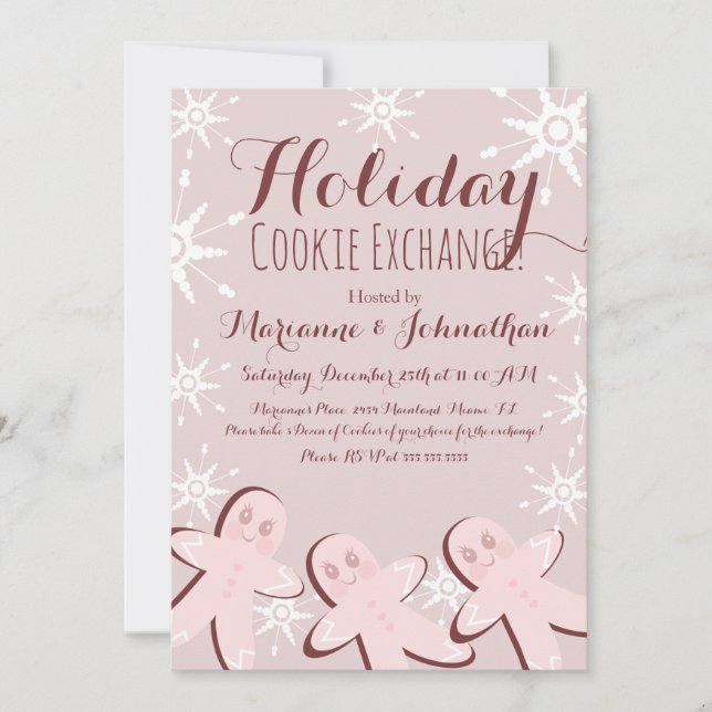 Convite Troca de Biscoitos Árvore de Natal Festa de Natal  (Frente)