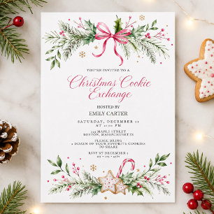 Convite Troca de Biscoitos de Natal Arco Rosa Festa