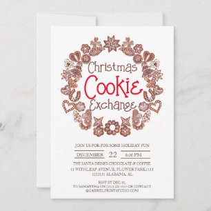 Convite Troca de Biscoitos de Natal Coroa de Gengibre