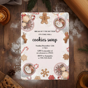 Convite Troca de Cookies de Natal Rosa