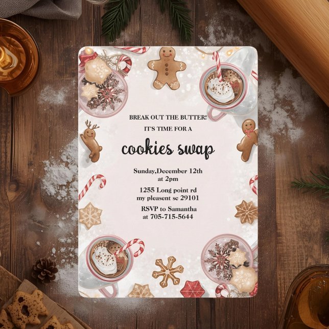 Convite Troca de Cookies de Natal Rosa (Criador carregado)