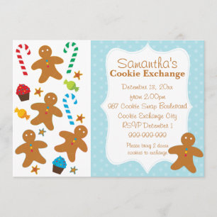 Convite Troca de Cookies Feriados de Gingerbread