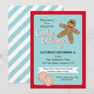 Convite Troca de Cookies Feriados, Homem Gingerbread