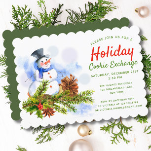 Convite Troca de Cookies Festivos de Natal Snowman
