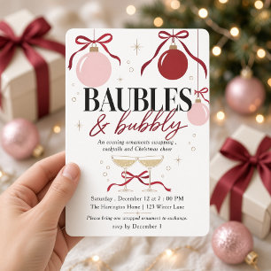Convite Troca de Enfeites de Natal Baubles e Bubbly