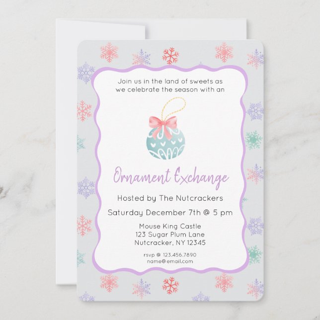 Convite Troca de Enfeites de natal de Pastel do Noturcrack (Frente)