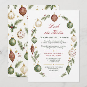 Convite Troca de Enfeites de Natal Deck the Halls