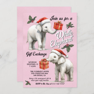 Convite Troca de presentes de Natal com Elefante Branco