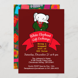 Convite Troca de presentes de Natal de Elefante Branco do