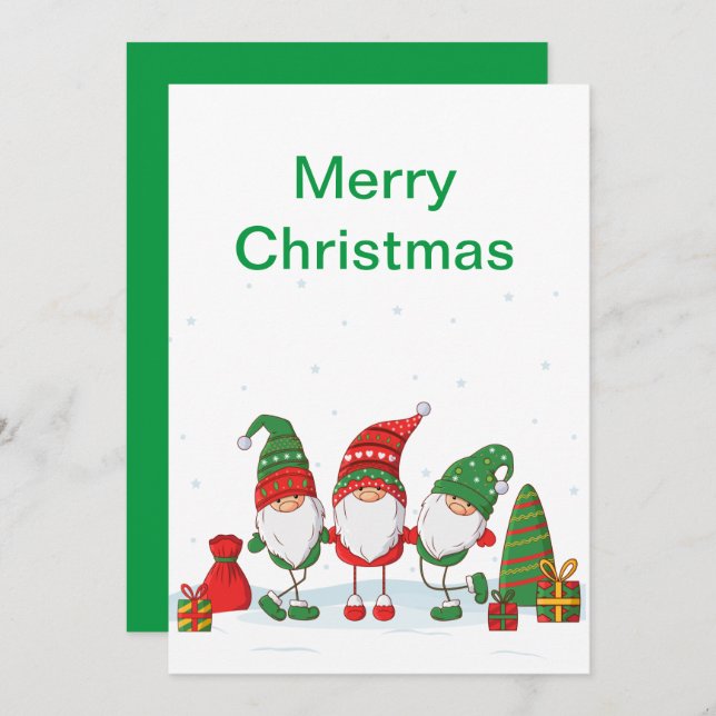 Convite Troca de presentes de Natal Gnomo (Frente/Verso)