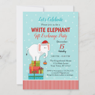 Convite Troca de Presentes Elefante Branco Festa de Natal