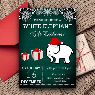 Convite Troca de Presentes Natalinos Branco Elefante