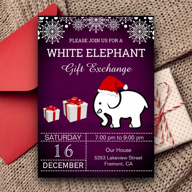 Convite Troca de Presentes Natalinos Branco Elefante (Criador carregado)