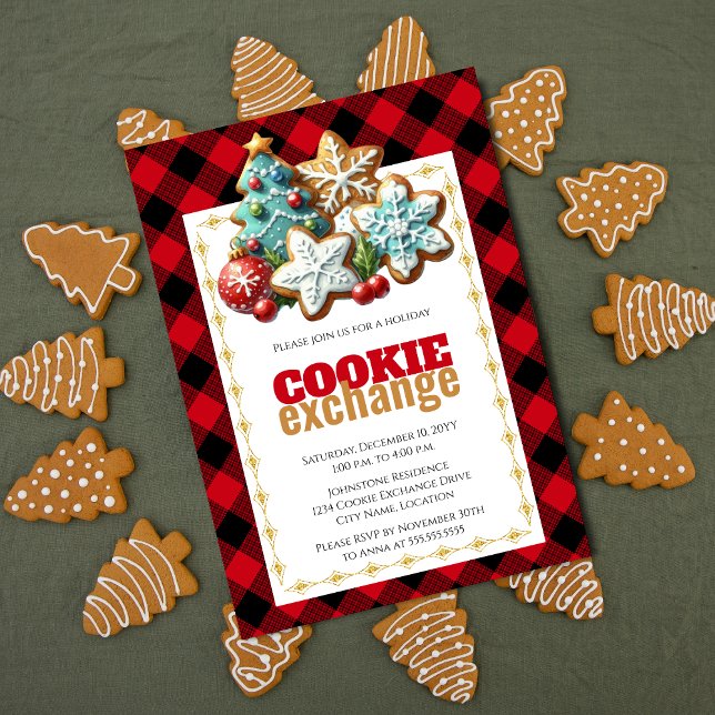 Convite Trocando Bolinhos de Natal Assados (Cookie exchange invitation)