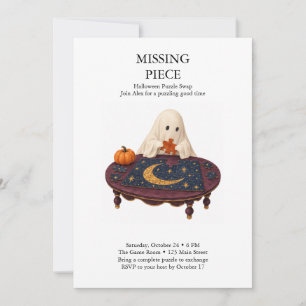 Convite Trocando Peças de Puzzle de Halloween da Peça Falt