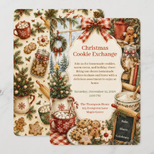 Convite Trocas de Biscoitos de Natal Antigos Assados de