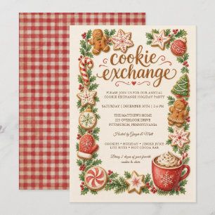 Convite Trocas de Biscoitos de Natal com Aquarela Festa de