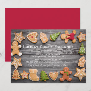Convite Trocas de Biscoitos de Natal Gingerbread Rústico
