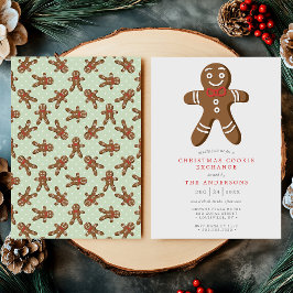 Convite Trocas de Biscoitos de Natal Homem de Pão de Gengi
