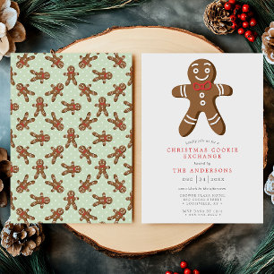 Convite Trocas de Biscoitos de Natal Homem de Pão de Gengi