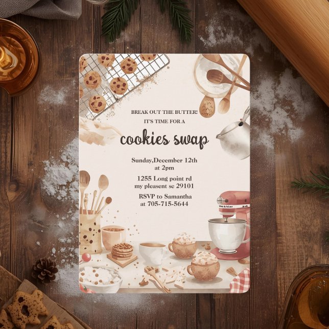 Convite “Trocas de Biscoitos de Natal Neutros (Criador carregado)