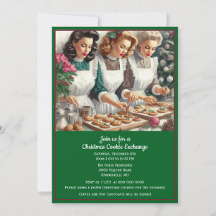 Convite Trocas de Biscoitos Retrô de Natal
