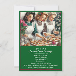 Convite Trocas de Biscoitos Retrô de Natal