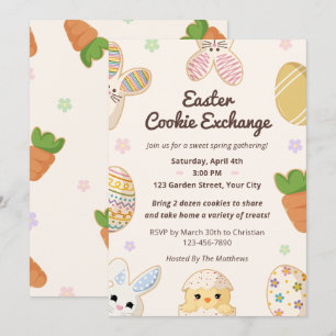 Convite Trocas de Cookies de Páscoa Florais Doce Primavera