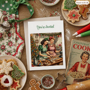 Convite Trocas de Cookies Vintage de Natal