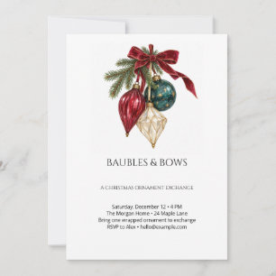 Convite Trocas de Enfeites de Natal Baubles e Laços