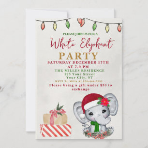 Convite Troféu de Elefante Branco de Aquarela Festa de Tro