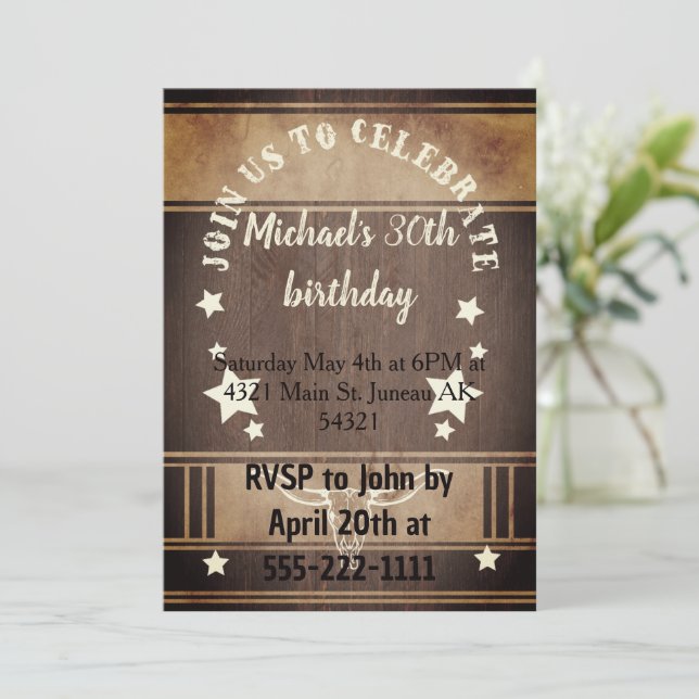 Convite Troféu de festa de aniversário de cowboy (Em pé/Frente)