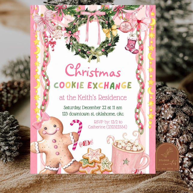 Convite Troféu Natalino de Biscoitos Cor-de-Rosa Troca de  (Criador carregado)