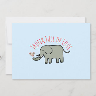 Convite Tromba Cheia de Amor Elefante Fofo Rabisco