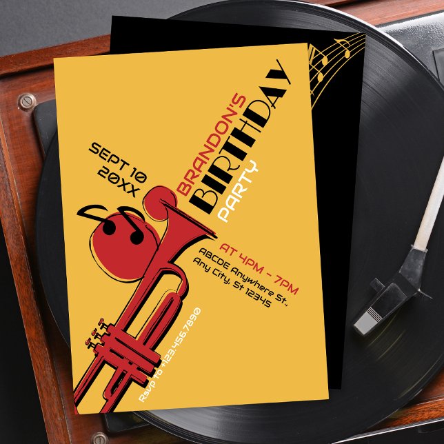 Convite trompete aniversário música jazz (Criador carregado)
