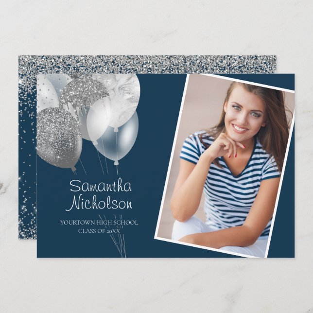 Convite Tronco da faculdade de Marinho de Diversão Azul Si (Frente/Verso)