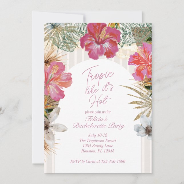 Convite Tropic Like It’s Hot Bachelorette Invitation (Frente)