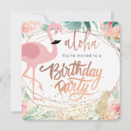 Convite tropicais rosa do flamingo