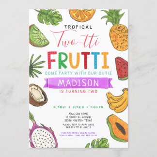 Convite Tropical 2-tti Frutti Verão Segundo Aniversário
