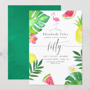 Convite Tropical 50ª Festa de aniversário de Flamingo Ro